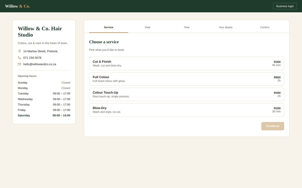 Business Booking System Basic desktop screenshot