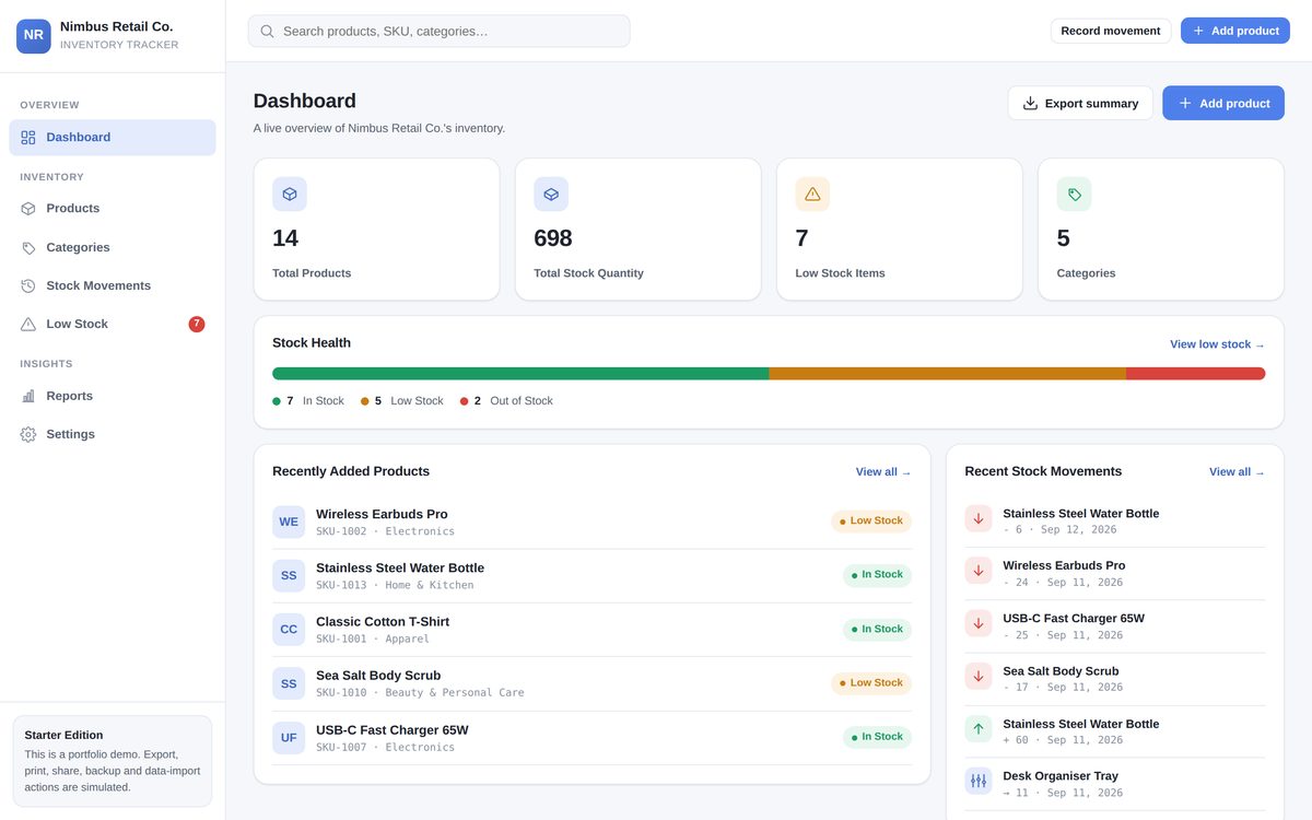 Business Inventory Tracker Starter desktop screenshot