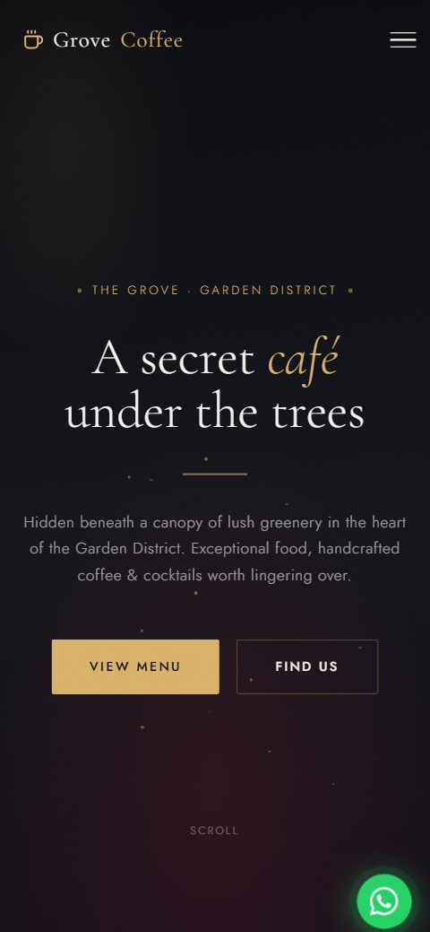 Grove Coffee website mobile screenshot