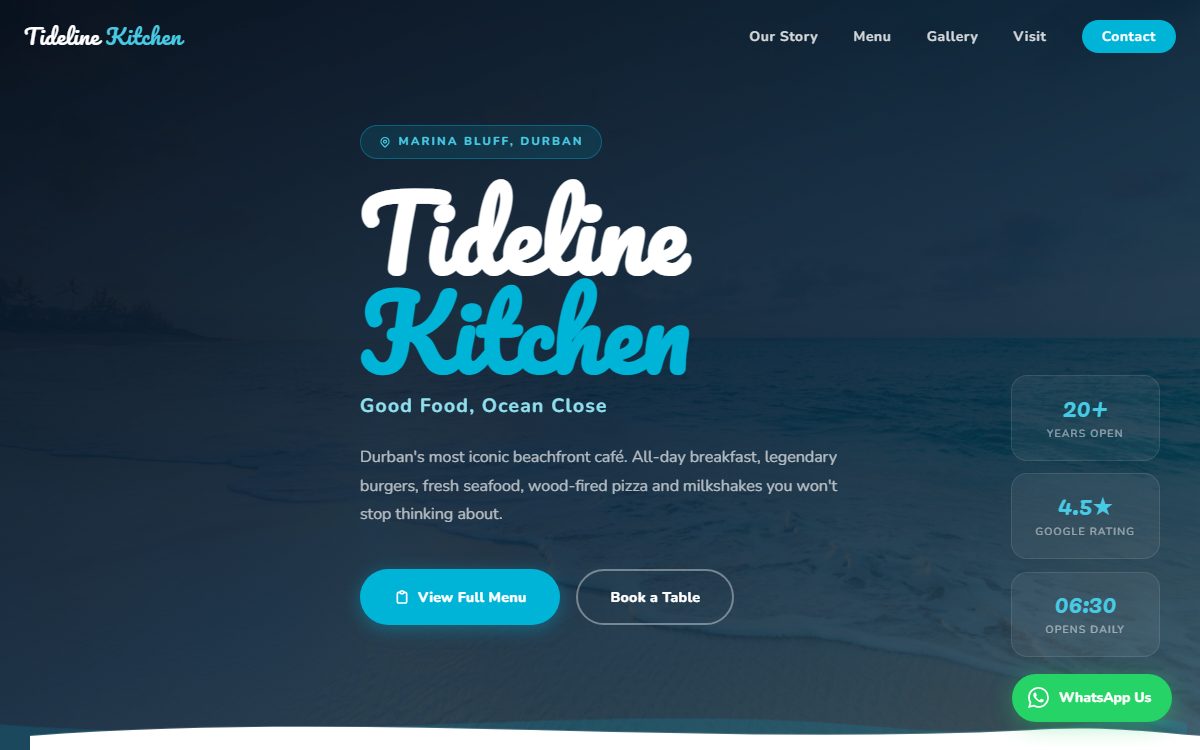 Tideline Kitchen website desktop screenshot